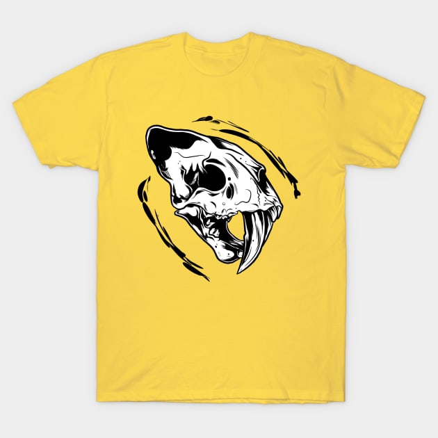 Smilodon Skull Ink T-Shirt by Scottconnick